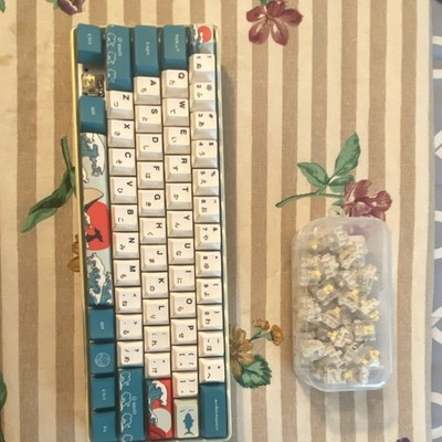 60% keyboard, custom switches and keycaps, lubed with krytox + free switches