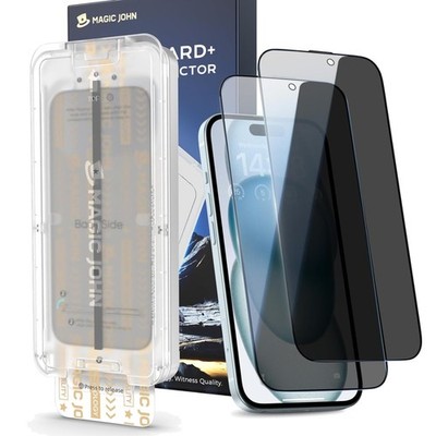 Magic John iPhone 15 Sichtschutzfolie 6,1 Zoll 2 Stück 9H Stoßfest Klar