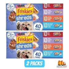 Wet Cat Food, Shreds Gravy Variety Pack, All Sizes,5.5 oz x 2Packs  (80 Pack)