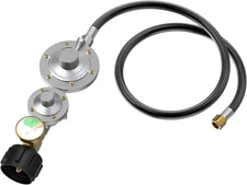 5 FT Two-Stage Propane Regulator Horizontal with Gauge and QCC 2 Stage Regulator