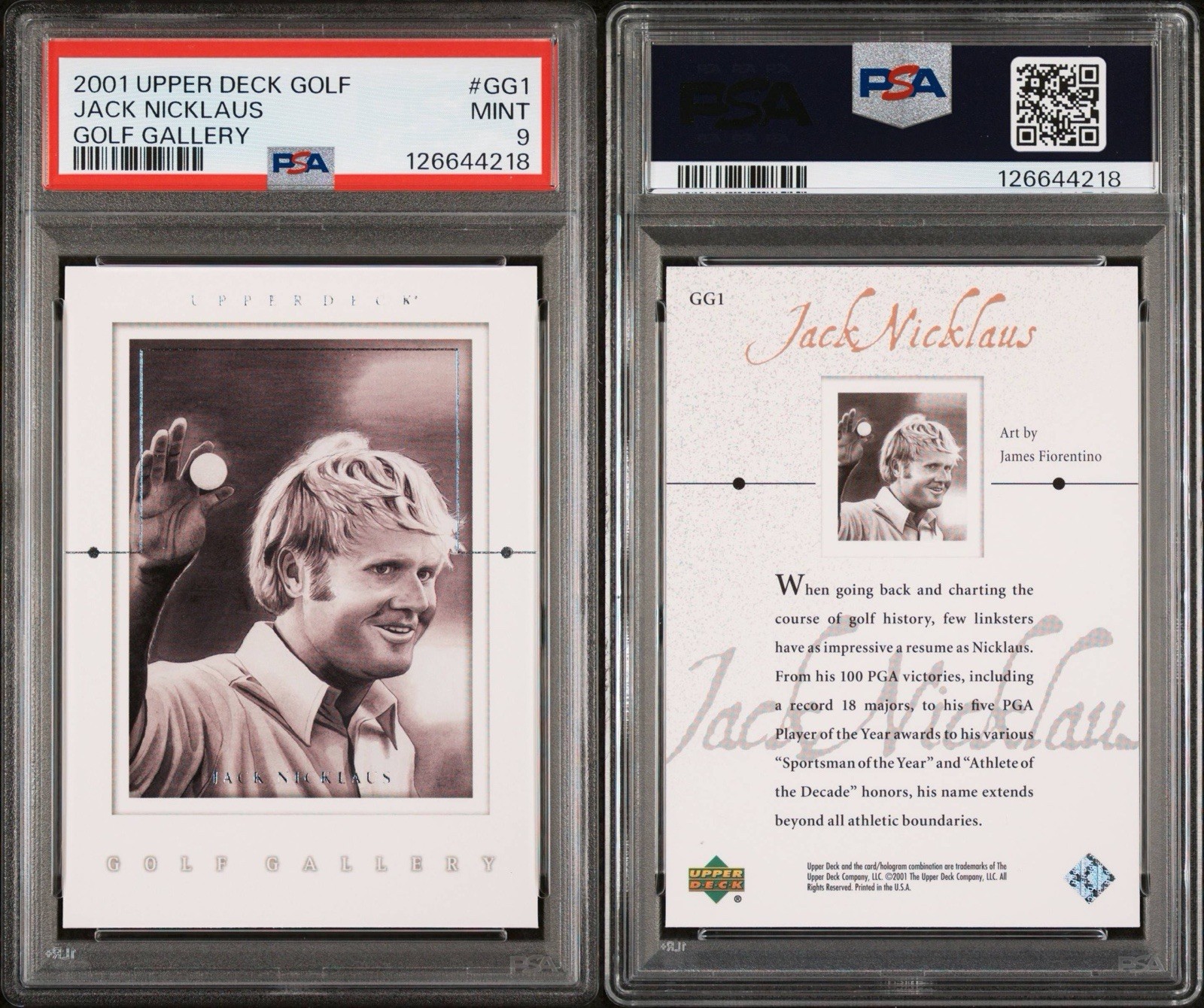JACK NICKLAUS PSA 9 MINT 2001 UPPER DECK GOLF GALLERY #GG1 THE GOAT 🐐 view 3