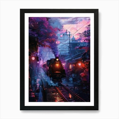 Zugfahrt durch eine lebendige Tok Gerahmtes Wandbild Poster Leinwanddruck Bild