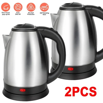 2L Electric Steel Tea Water Kettle Hot Water Boiler Heater 1500W Quick Heating !