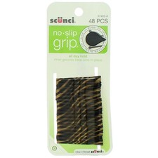 4 Pack Scunci No Slip Grip All Day Hold Bobby Pins, Black And Gold Pattern, 4...