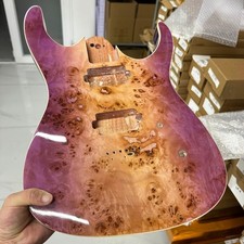 DIY Replacement Guitar Body with Burl Top on Basswood, Purple Burst Gloss Finis