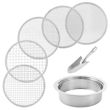 5pcs Soil Sifter Stainless Steel Fine Mesh Sieve Sifting Pan Soil Sifter Compost