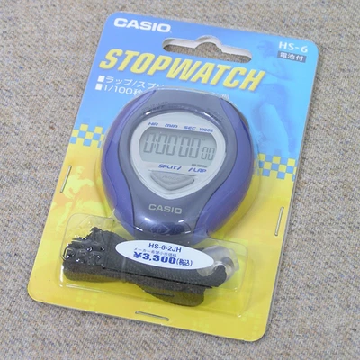 UK STOCK CASIO Stopwatch HS-6-2JH Running Swimming Black Japanese Model - Image 1 of 4