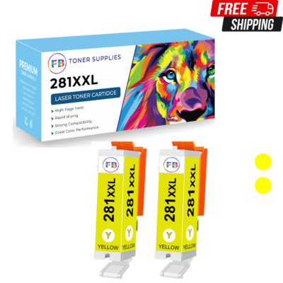 2x Yellow PGI-280XXL CLI-281XXL Ink Cartridges for Canon PIXMA TS6120 TS6220 TS8
