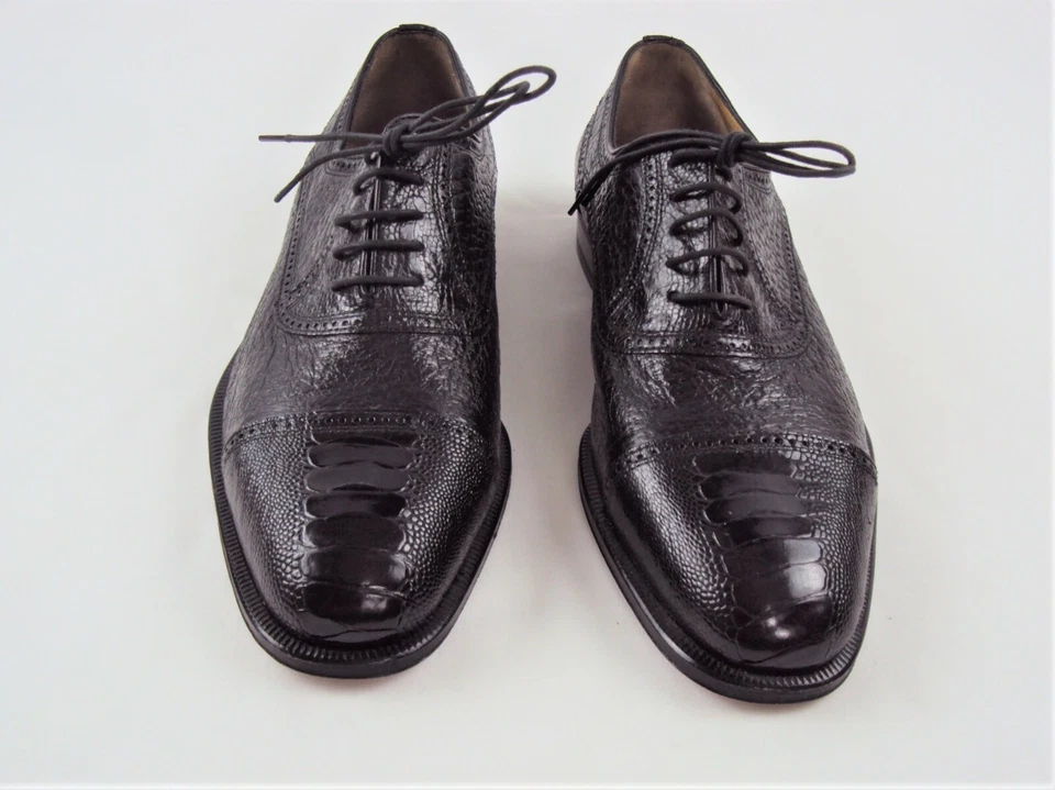 ZAPATO DE VESTIR MORESCHI OXFORD PARA HOMBRE ADRIANO PUNTA DE AVESTRUZ CUERO TALLA 8 ¡NUEVO!! Foto 2 de 4