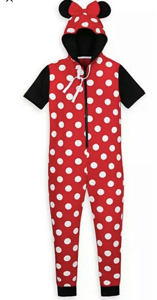 Minnie Mouse one piece Adults Disney Park Pajamas Large UK