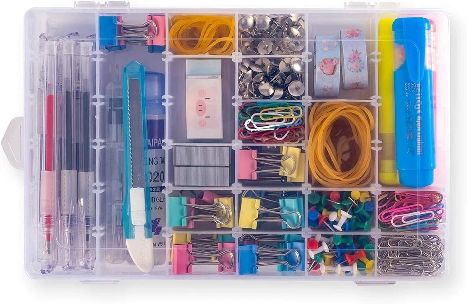 Plastic 36 Grid Compartments Jewelry Adjustable Organizer Storage Box Case - Image 2 of 3