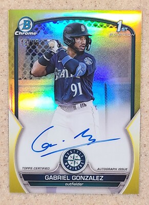 2023 Bowman Chrome Gabriel Gonzalez 1ST YELLOW REFRACTOR AUTO #/75 SSP CPS-GG