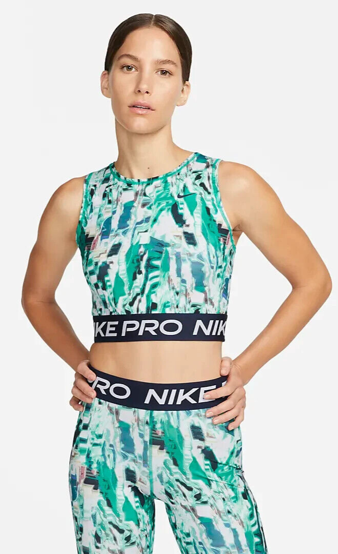 NEW Nike DQ5566-365 Pro Dri-Fit Allover Print Athletic Halter Tank
