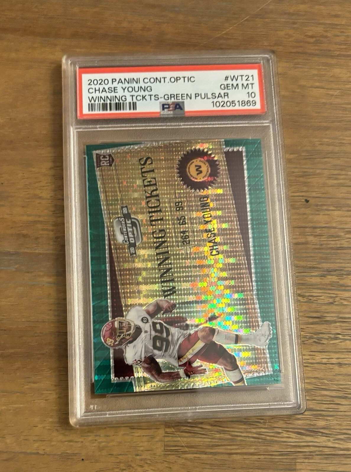 Chase Young Panini Contenders Optic Winning Tickets #WT21 Green Pulsar