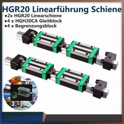 MARKENLOS HGR20 Linearführung Schiene+4X HGH20CA Blöcke+4X Begrenzungsblock CNC 200-1700mm