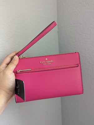 NWT Kate Spade Staci Medium Wristlet Wallet Pink fits iPhone 13