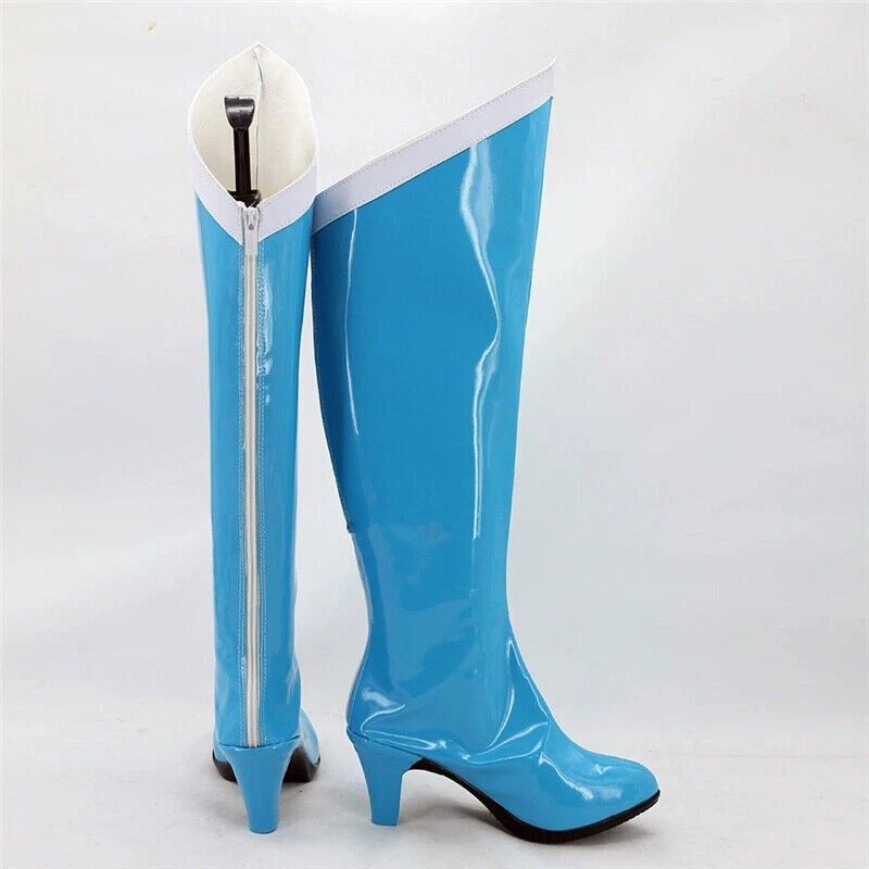 Sailor Mercury Mizuno Ami Cosplay Tacones Altos Zapatos Azul Botas Largas Hechas a Medida Foto 3 de 4