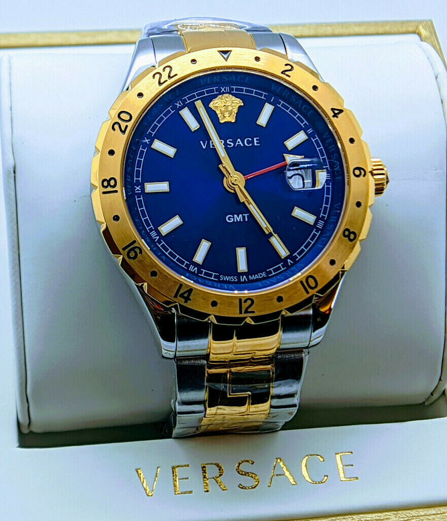 Versace Hellenyium V11060017 GMT Blue Dial Dual Tone Rose Versace Hellenyium V11060017 GMT Blue Dial Dual Tone Rose
