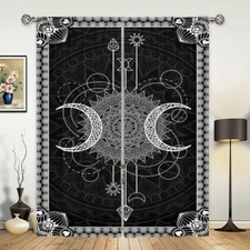 2pcs Sun Moon Gothic Constellation Printed Curtain for Youth Bedroom,Living Room