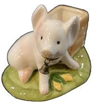 Enesco Vintage Pig In Grass With Corn Bell Excellent Porcelain Ceramic