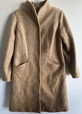 H by Halston Tan Caramel Ombré Snap Front Coat Long Pockets Sz 6 NEW