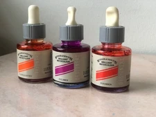 3 Bottles of Discontinued Vintage Winsor & Newton Liquid Brilliant Watercolors