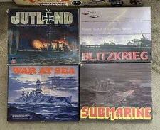 Lot Of 4 Avalon Hill Board Games Blitzkrieg War At Sea Submarine Jutland RARE
