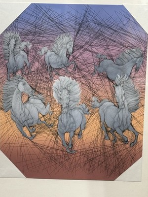 Guillaume Azoulay Dix Huit Chevaux Triptych Signed LE Serigraph Set  35/230