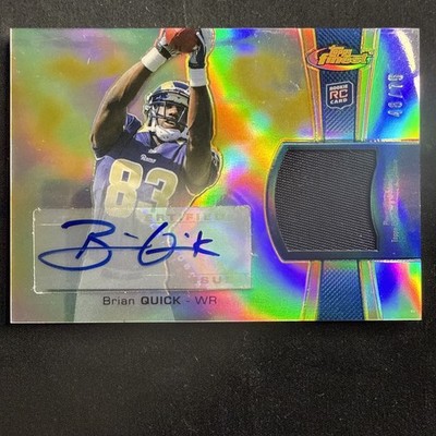 2012 TOPPS FINEST BRIAN QUICK AUTO JERSEY  #'D 38/75. BEAUTIFUL CARD 