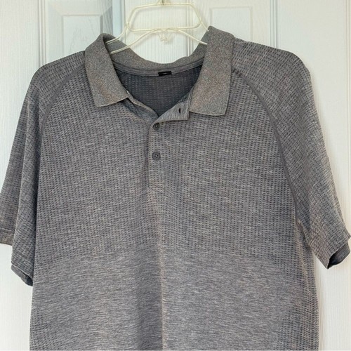 Lululemon Men’s Metal Vent Tech Polo Shirt Gray Size L Short Sleeves - Picture 3 of 13