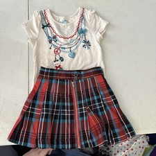 "The Childrens Place" Girls Skirt, Size 4T Red Plaid, and Matching Shirt