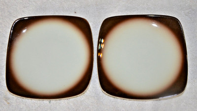 qty 2 Vtg Orchard Ware 6  Dish Square Bread/ Fruit/Desert Hand Decorated Made CA
