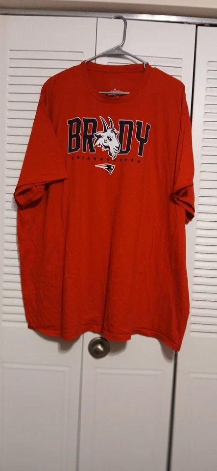 #12 Tom Brady "The Goat" New England Patriots NFL Pro Line Red T-Shirt 4XL NWOT - Image 2 of 4