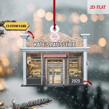 Personalized Bakery Ornament 2D Flat Patisserie Shop Christmas Tree Decor 2025