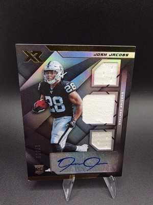 2019 Panini XR Josh Jacobs ROOKIE TRIPLE RELIC AUTO /99 Raiders RPA 17/99
