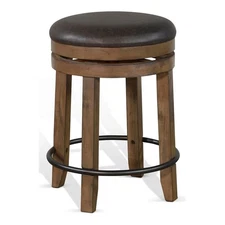 Sunny Designs Doe Valley 24" Wood Backless Swivel Stool in Taupe Brown(Set of 2)