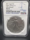 2021 SILVER AMERICAN EAGLE -  EAGLE LANDING T-2  NGC  MS70