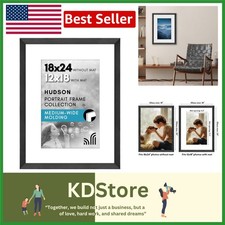 18x24 Wall Photo Frame with Plexiglass for 18x24 or 12x18 Pics Modern Black
