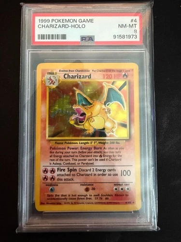 Pokemon 1999 Base Set Charizard 4/102 Holo PSA 8 NM-MT