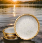 Grayson McCoy Pottery 7020 Dinner Plates 10.25"W Brown Drip Glaze Set of 8 RARE