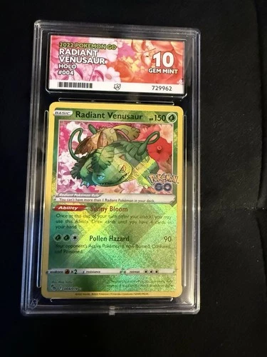 Pokémon TCG Radiant Venusaur Holo Card Pokemon Go 004/078 ACE 10 GEM MINT