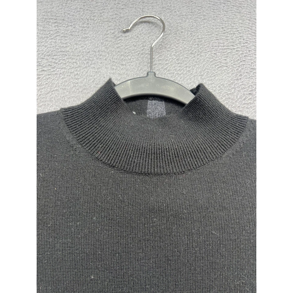 Club Monaco Sweater Mens XS Black Mock Neck Long Sleeve 100% Wool Knit - Image 2 of 4