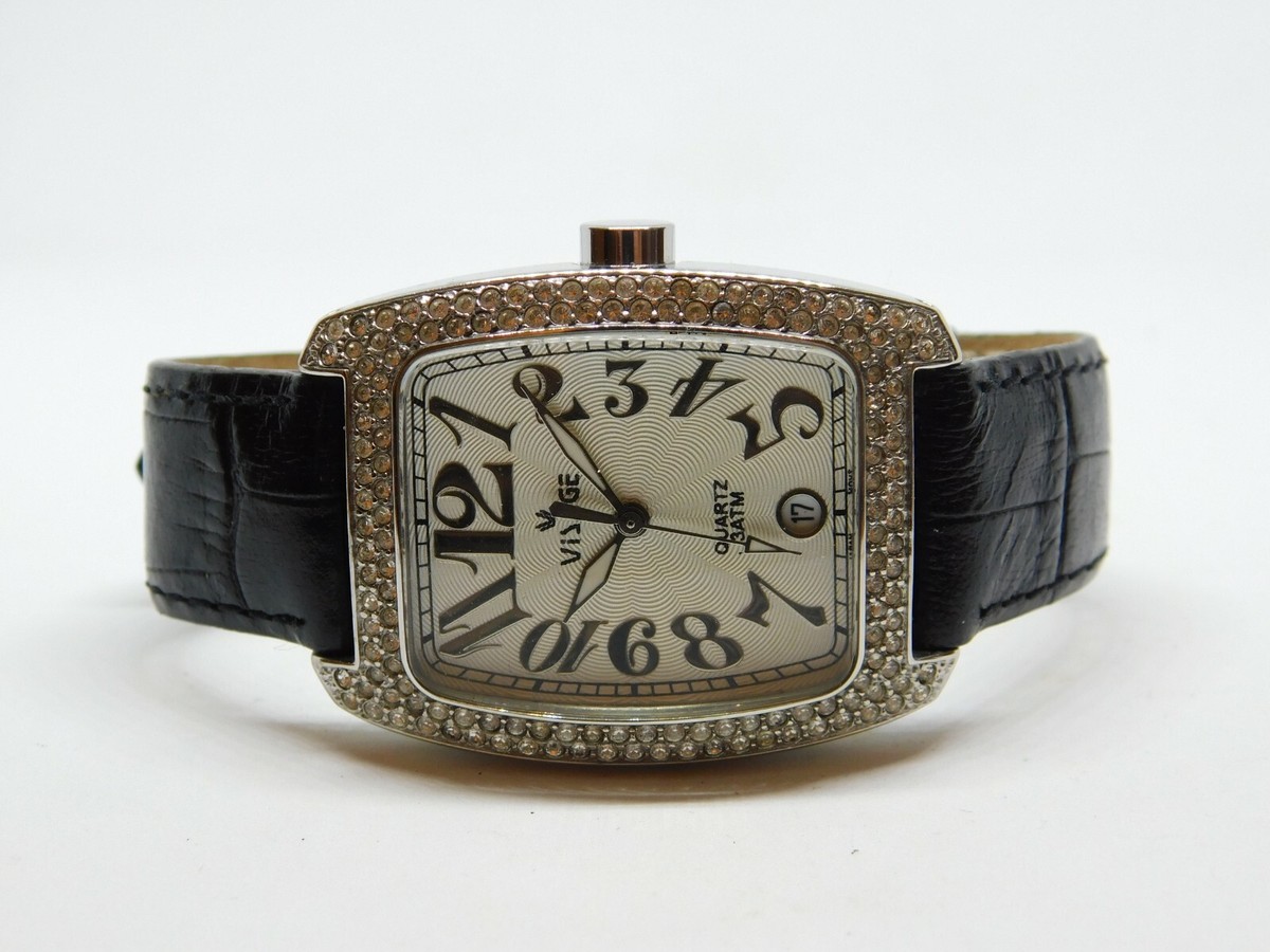 Vintage VISAGE Genuine Leather Band Quartz Watch NEW with Case Visage japan Quartz movement Size 23*32 mm Original bag and  main image 2