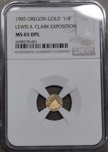 GEM PL 1905 Oregon Gold 1/4, Lewis & Clark Expo / NGC MS65 DPL / California Gold