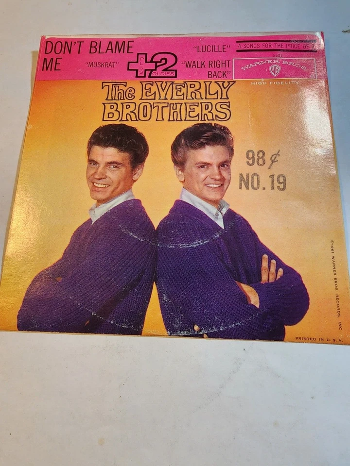 THE EVERLY BROTHERS:MUSKRAT/LUCILLE DON'T BLAME ME/WB-5501 PLUS 2 -1961 VG+ F297 - Image 2 of 2