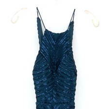 NWT Blondie Nites by Stacy Sklar Maxi Sequin Form Fitting Prom Dress Teal Size 1