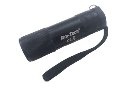 Am-Tech schwarze 9 LED kompakte Mini-Taschenlampe Taschenlampe und Schlüsselband Handschlaufe