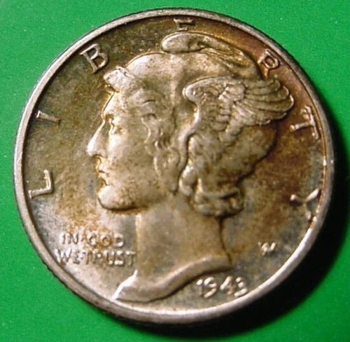 1943 MERCURY DIME 10¢ High Grade Mint State GEM BU NIce Tone