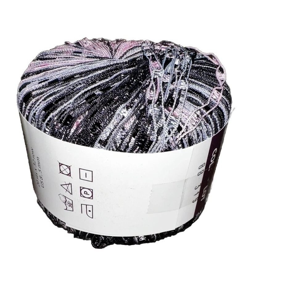 New Yarn Berlini Ladder Ribbon Glitter Pink, Grey, Black 50gr 142 Yds - Image 4 of 4