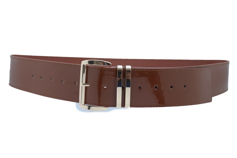 Sexy Mujeres Cintura Cadera Ancha Marrón Elegante Moda Cinturón Dorado Metal Hebilla Talla M L XL Foto 3 de 4